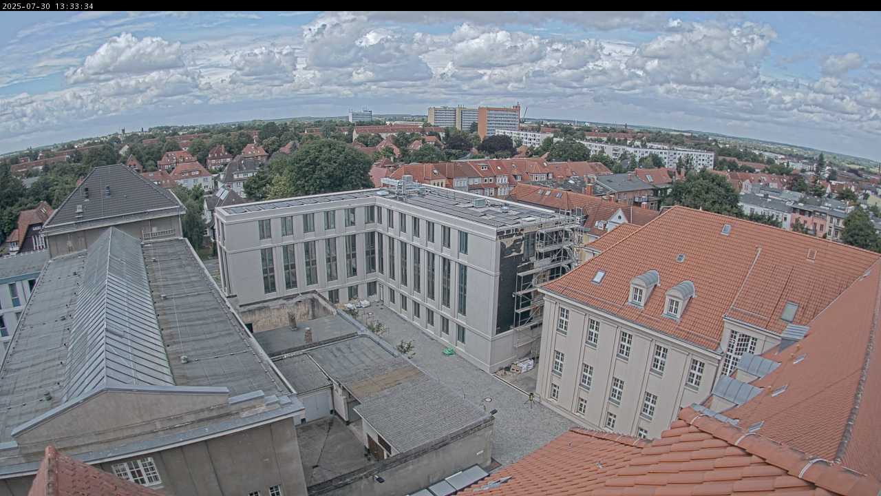 Webcam welche die Baustelle Justizzentrum Demmlerplatz zeigt